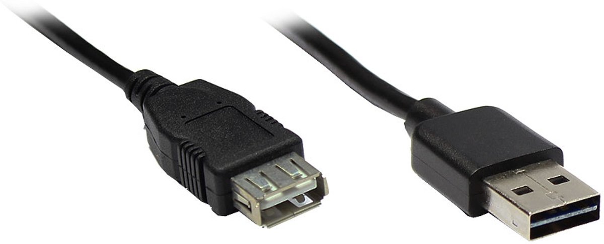 Alcasa USB A - USB A 3m M/M 3m USB A USB A Mannelijk Vrouwelijk Zwart USB-kabel