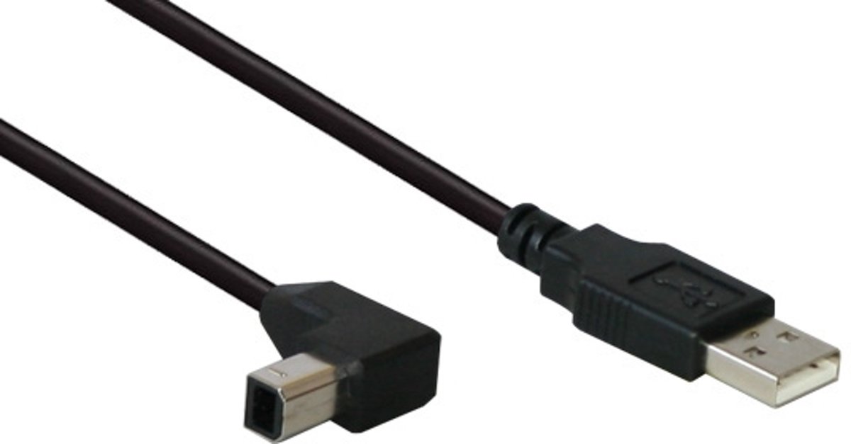 Alcasa USB A/USB B, 5 m USB-kabel Mannelijk Zwart