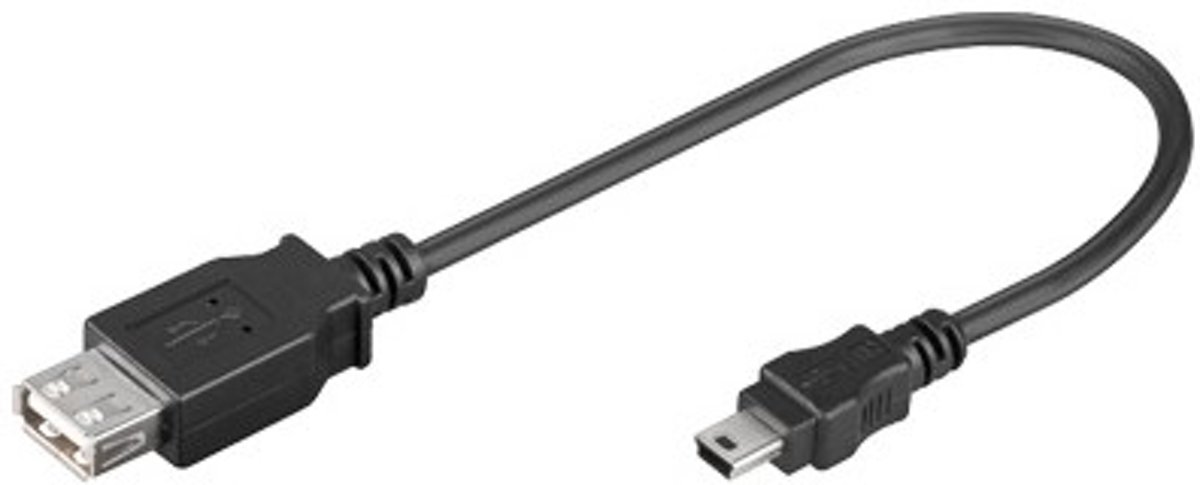 Alcasa USB-AD17 0.2m USB B Mini-USB B Mannelijk Vrouwelijk Zwart USB-kabel