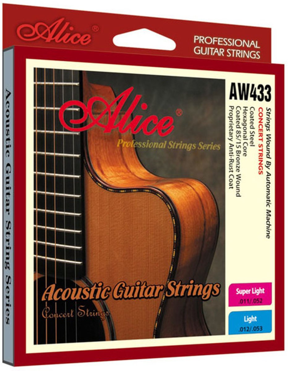 Alice Professionele snaren akoestische gitaar – 0.12 – Brons met anti roest coating - AW433P-L