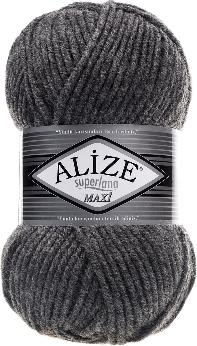 Alize Superlana Maxi 182 Medium Grey Pakket 5 Bollen 500 Gram