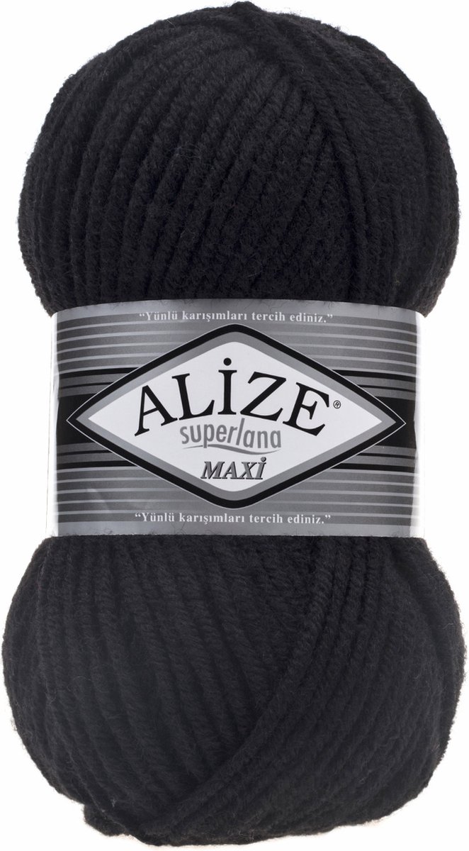 Alize Superlana Maxi 60 Black Pakket 5 Bollen 500 Gram