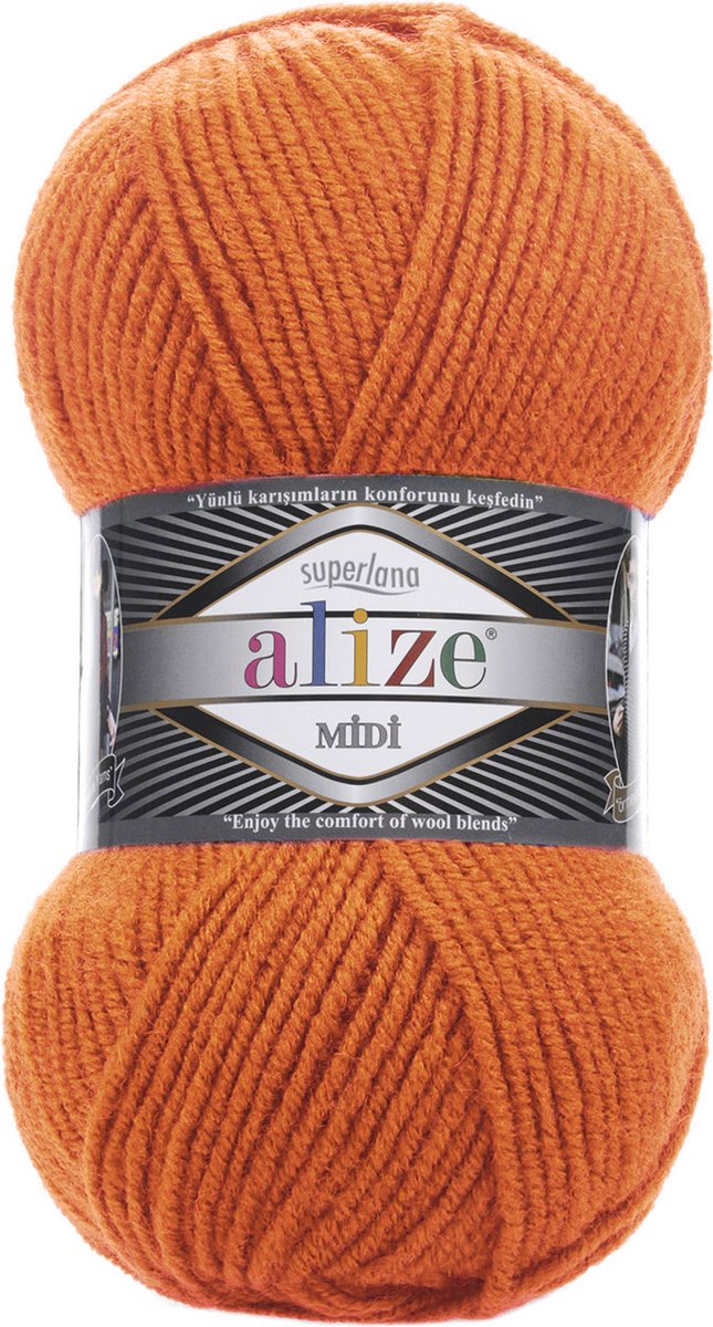 Alize Superlana Midi 225 Orange Pakket 5 Bollen 500 Gram