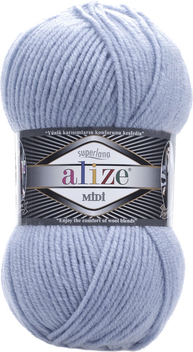 Alize Superlana Midi 480 Light Blue Pakket 5 Bollen 500 Gram