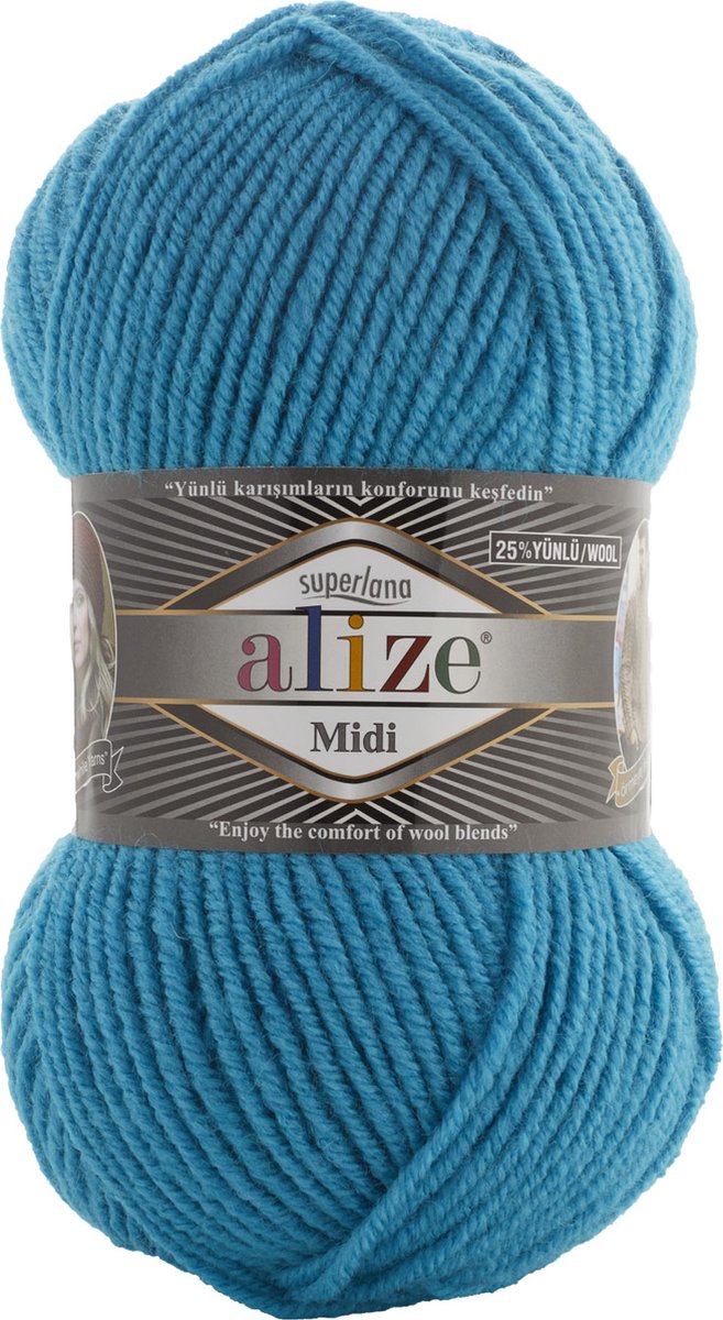 Alize Superlana Midi 484 Turquoise Pakket 5 Bollen 500 Gram