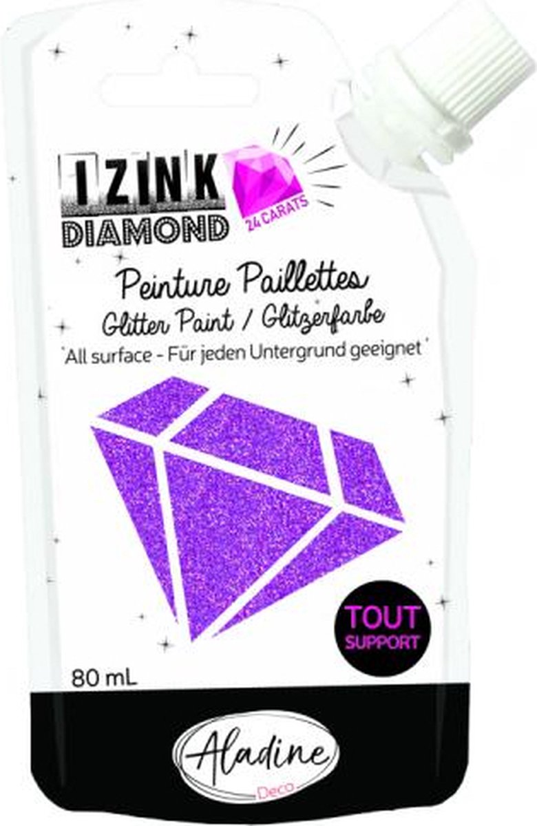 IZINK Diamond glitterverf/pasta 24 karaat- 80 ml, hardroze