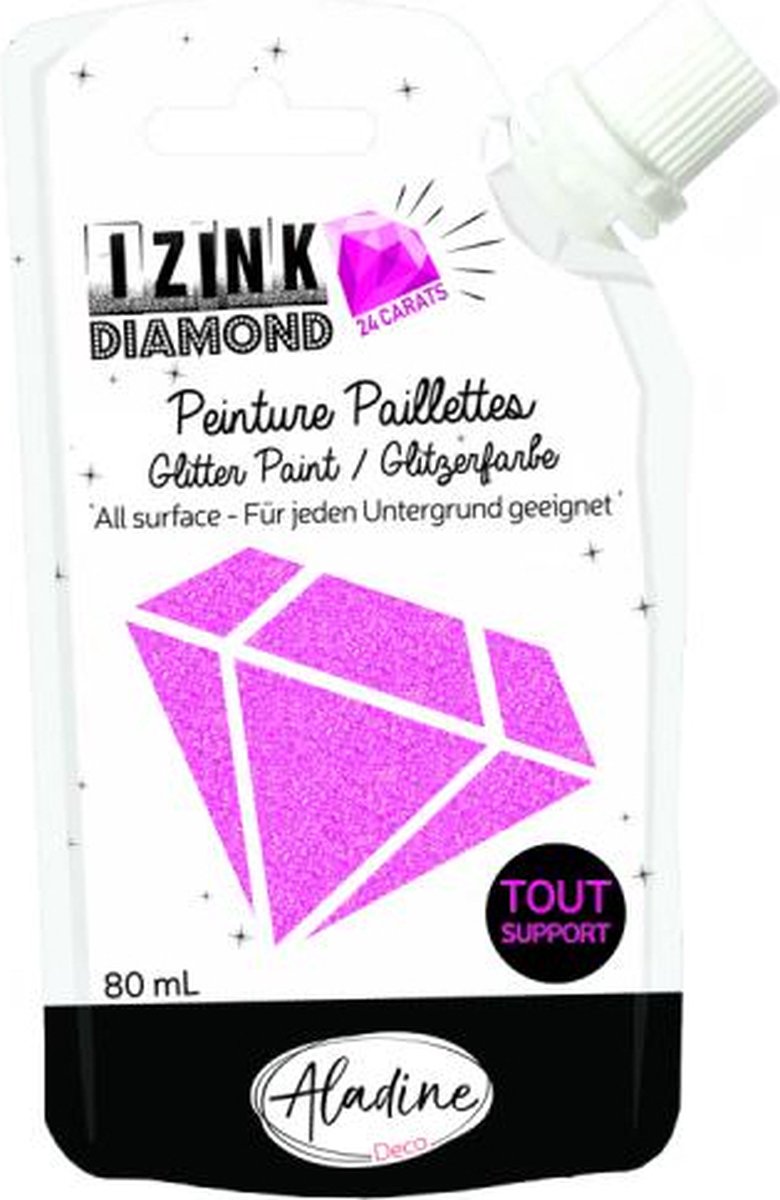 IZINK Diamond glitterverf/pasta 24 karaat- 80 ml, roze