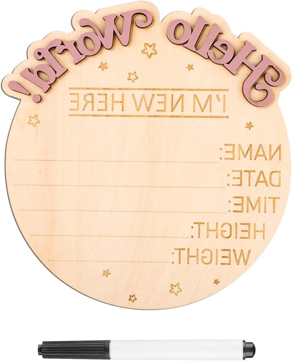 -   - Baby Aankondigingsbord Im New Here - Hello World Fotografie Rekwisieten - Welkom Baby Decoratie Bord - Pasgeboren Baby Geboorteakte (Woord)