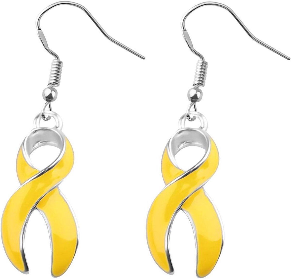 Allecto Plus - Gele bewustzijnsoorbellen met Strass lint - Sieraden als cadeau voor het bewustzijn van Endometriose, Blaas-, Zelfmoordpreventie- en Botkanker - Unieke gift met symbolische charme.