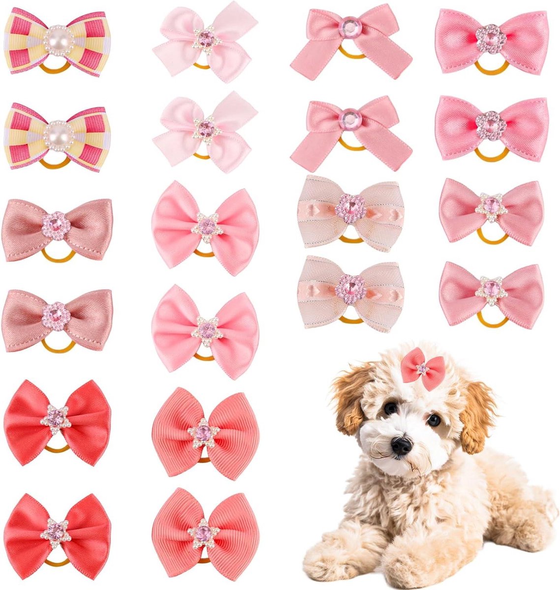   - Hondenhaarstrikken - Set van 20 - Puppyhaarstrikken - Diverse Stijlen - Schattige Haaraccessoires voor Honden - Dagelijks Gebruik - Feestdagen
