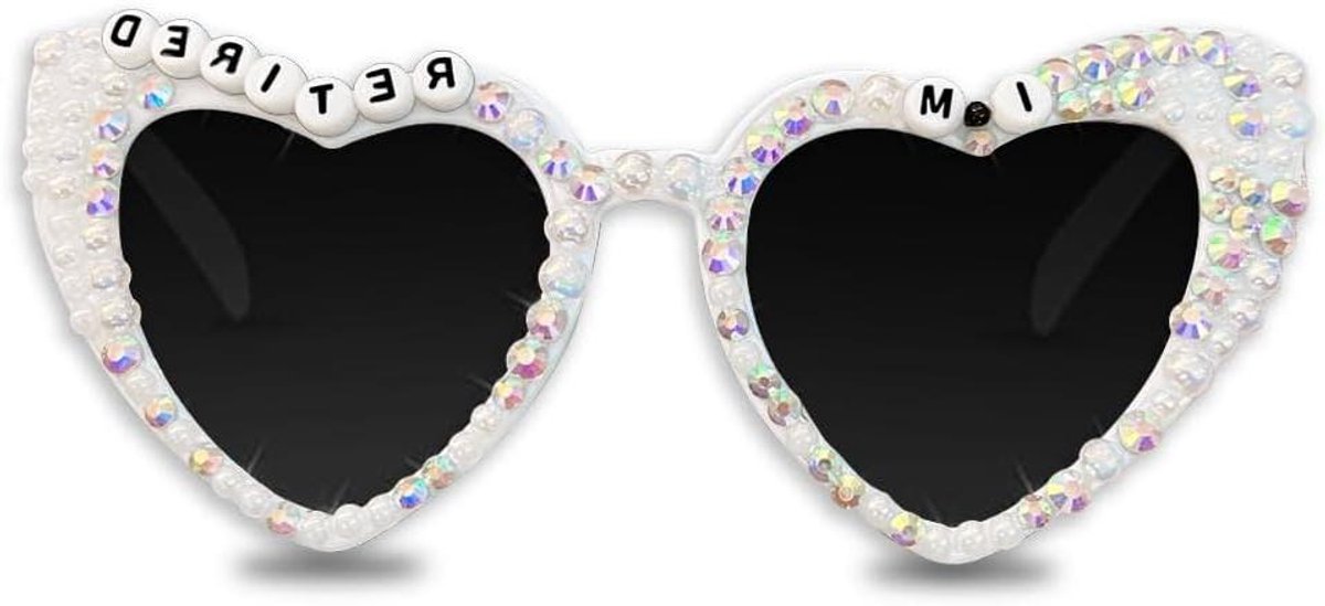   - Pensioenfeest Decoratie met Hartvormige Zonnebrillen en Strass Kralen voor Vrouwen