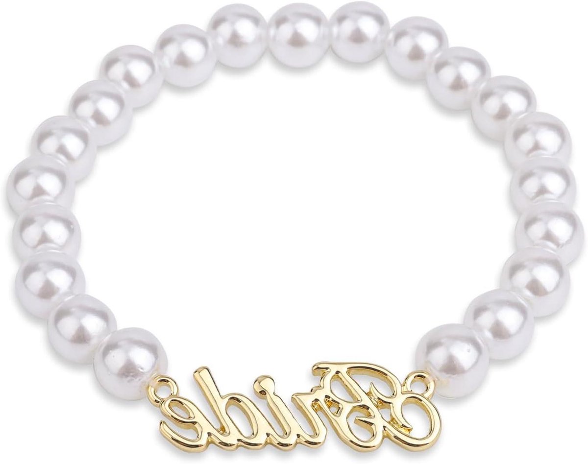   - Prachtige Bruid Parel Kralen Armband met Bruid Armband - Bachelorette Armbanden - Sieraden voor Bruidsmeisje - Bruids Douche Gunst - Bruiloft Accessoire