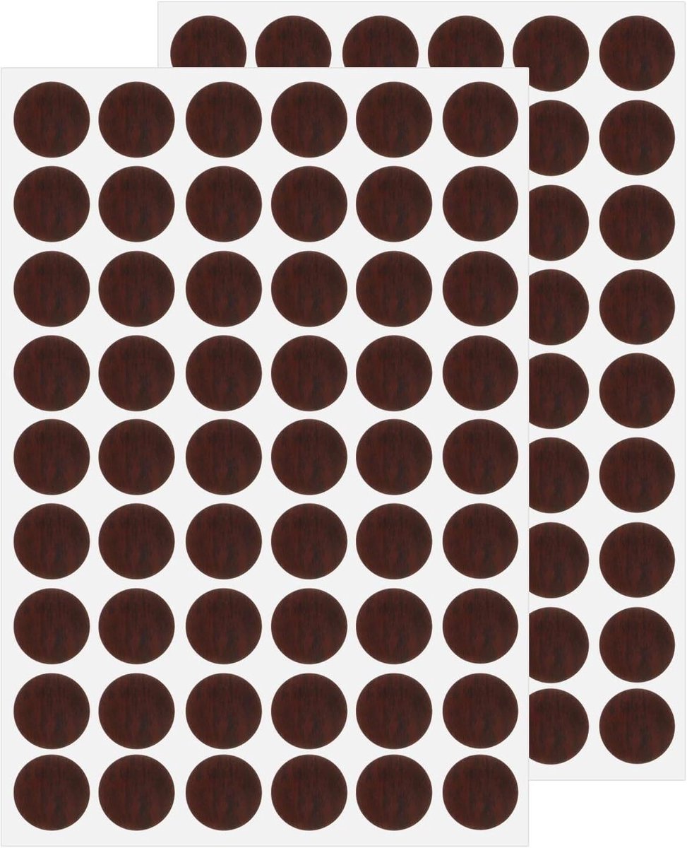 Allecto plus - 2 vellen zelfklevende schroefgatafdekkingen paars-bruin 21mm - Waterdicht PVC - Stickers voor wandkasten