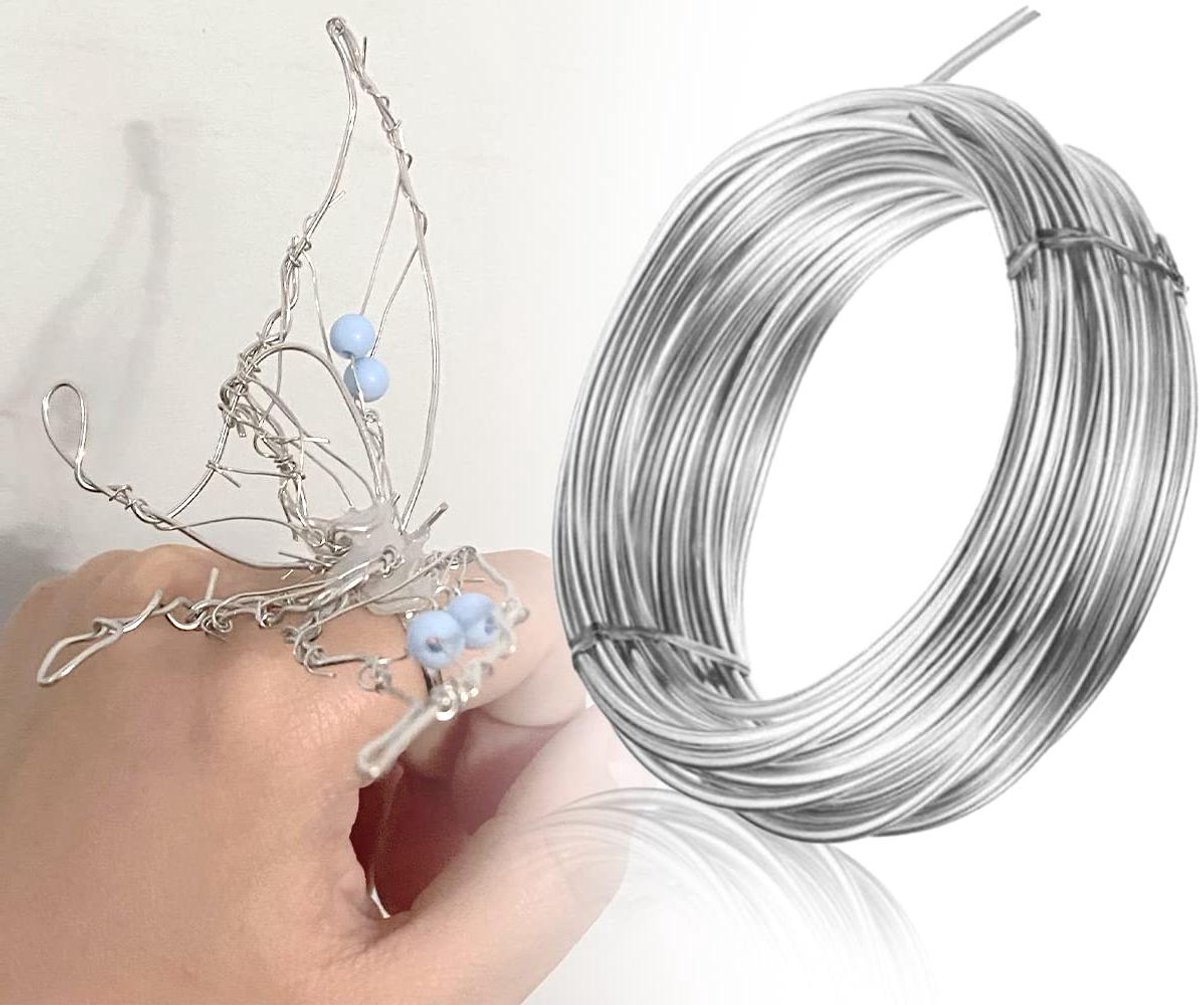 Allecto plus - Zilveren draad 1 mm x 30 m voor knutselen en draadsculpturen - Aluminium knutseldraad voor sieraden maken