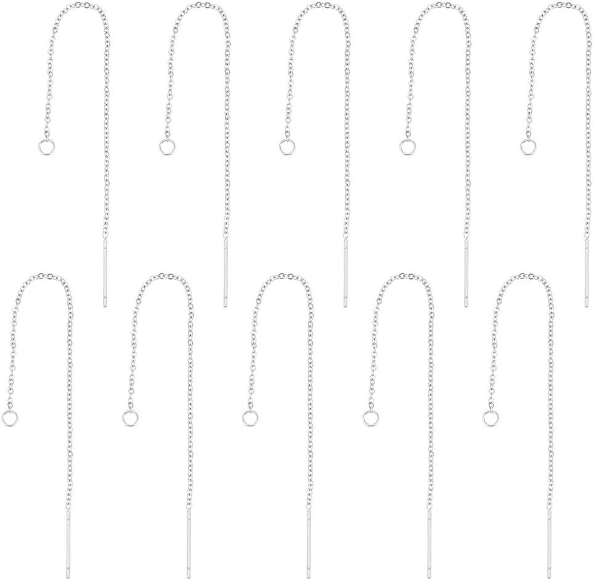 Allecto Premium - Oorringen om in te rijgen 1 mm draad hangers oorbellen ketting - 20 stuks - 100 mm lang - Roestvrij staal met ring - Druppel oorringen - Sieraden maken