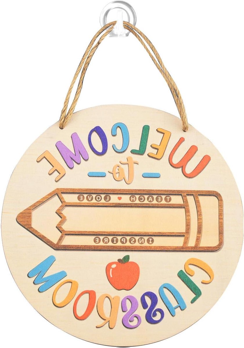 Allecto Premium - Welkomstbord voor klaslokaal - Terug naar school decoraties - Leraar decoraties - Houten borden bulletin board voor elementaire school
