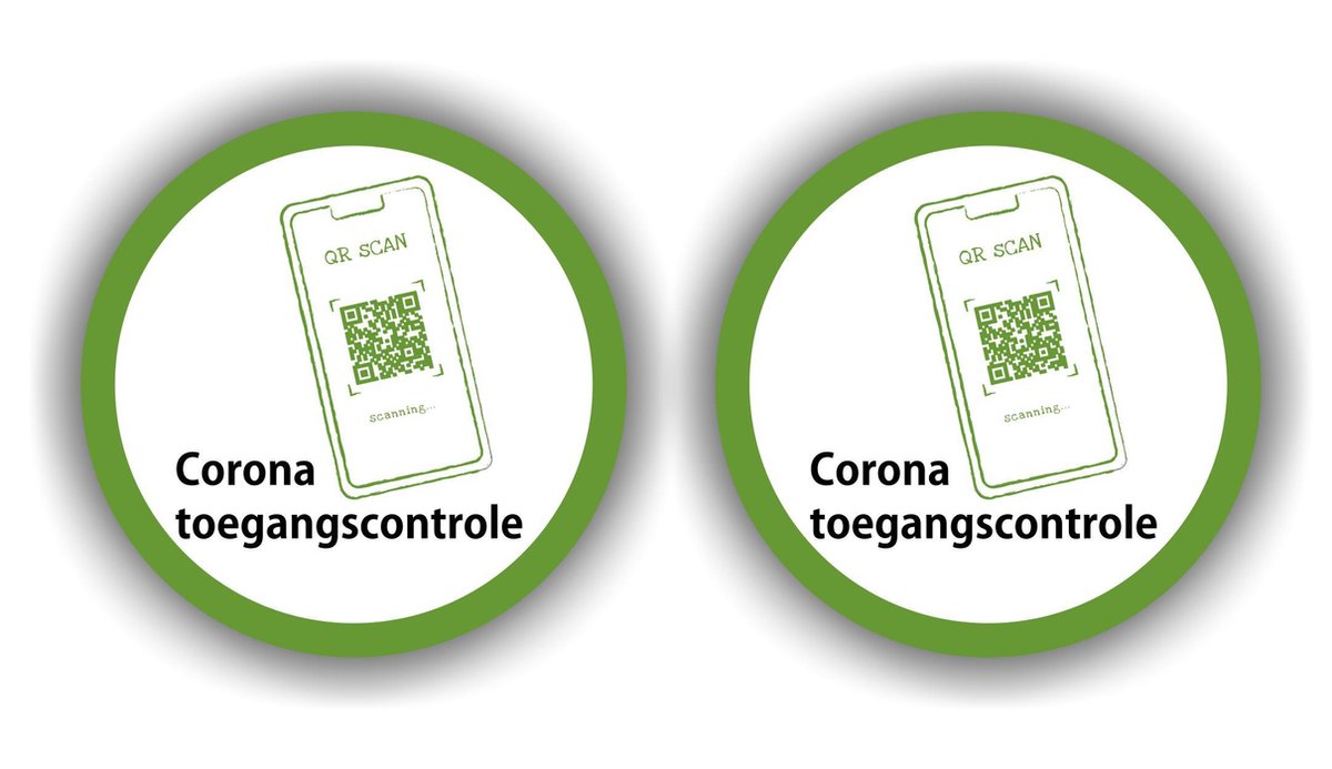 Corona toegangscontrole  set  van 2 stickers