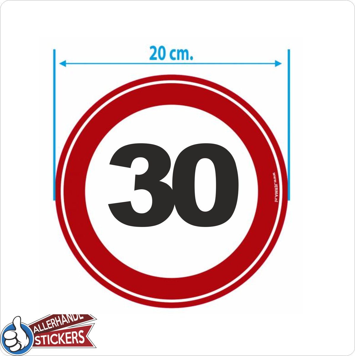 Maximumsnelheid sticker 30 km.