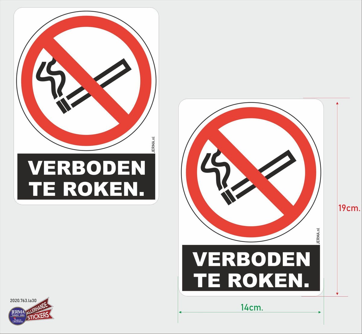 Verboden te roken set van 2 stickers.