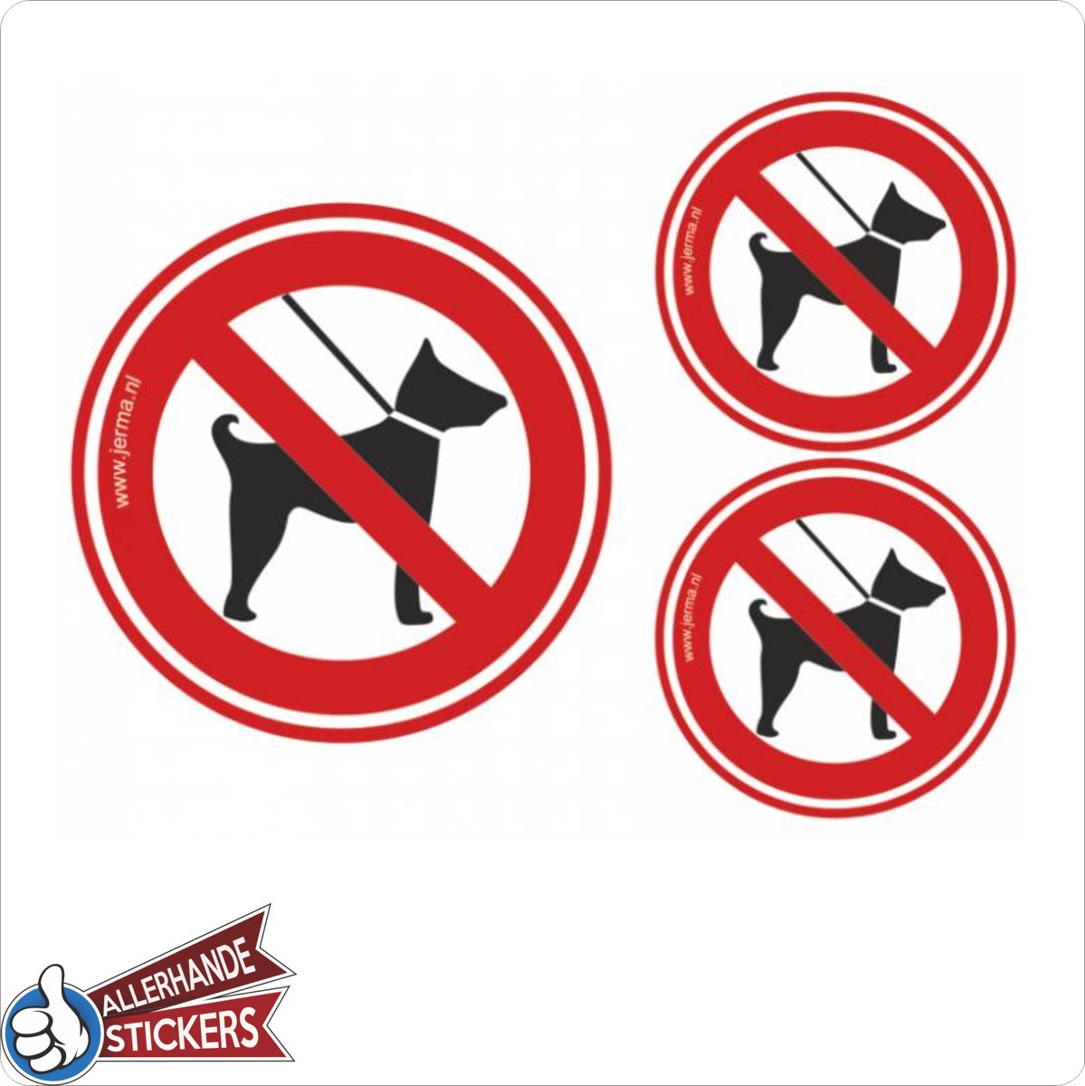 Verboden voor honden sticker set van 3 stickers.