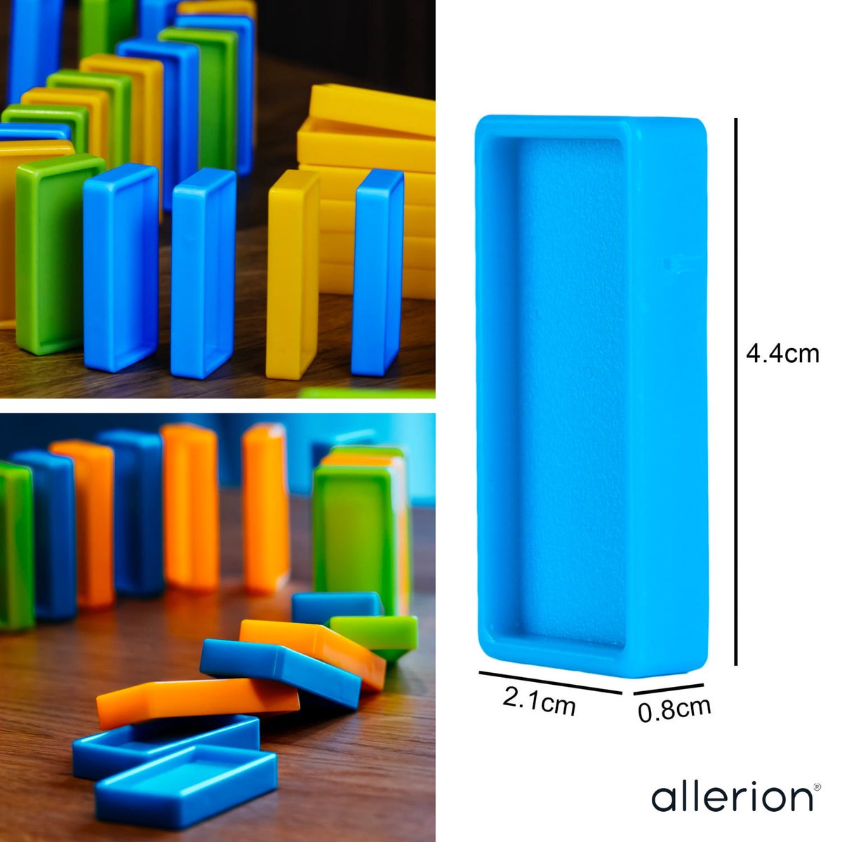 Allerion Domino Set Medium – Domino Stenen Spel voor Kinderen – Met Knikkerbaan - 82 Dominostenen – 7-delige knikkerbaan – 8 Attributen