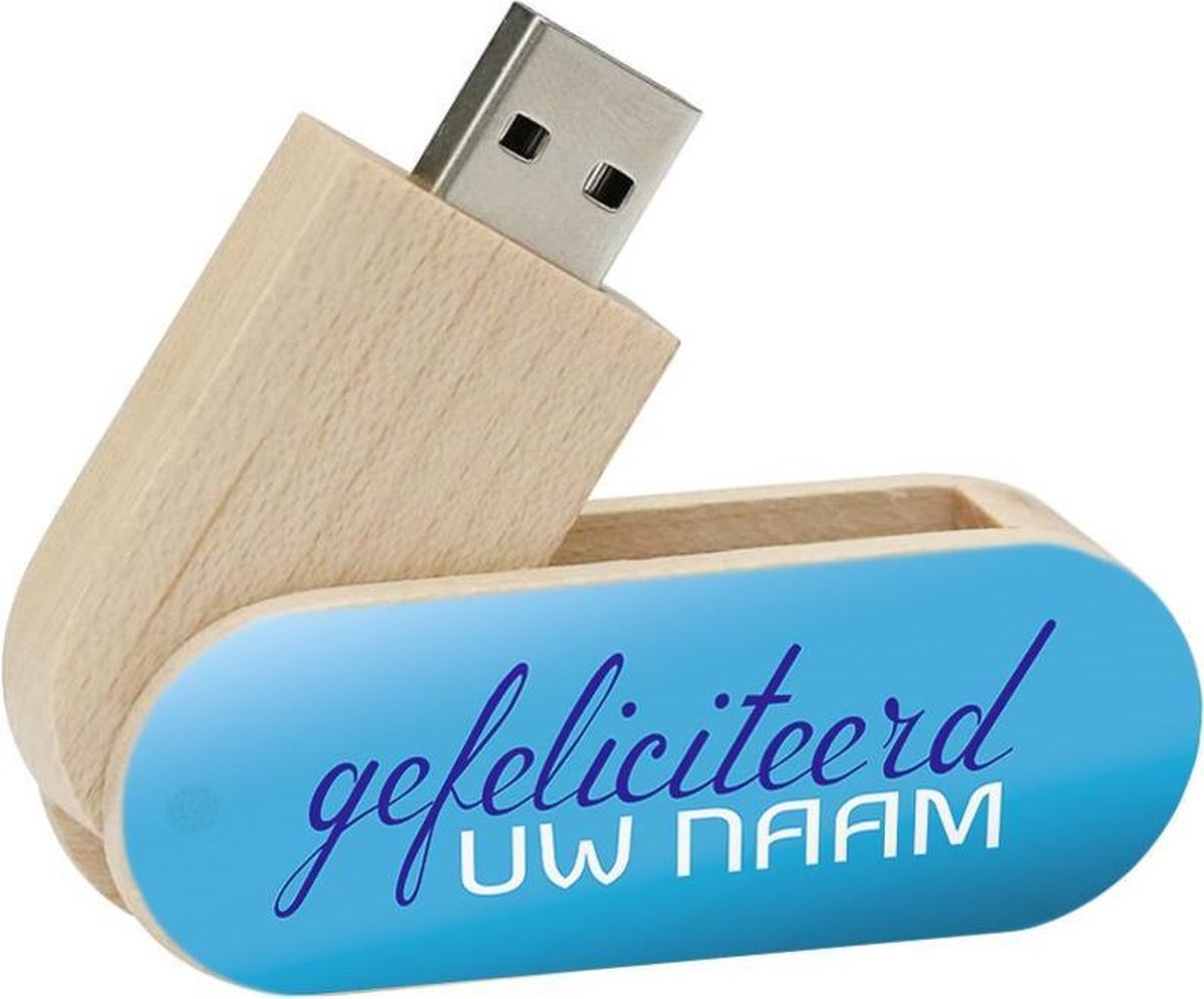 Gefeliciteerd usb stick met naam 16gb hout twister model 1007 – verjaardagscadeau man, verjaardag cadeau, cadeau voor hem verjaardag, leuke verjaardag cadeaus