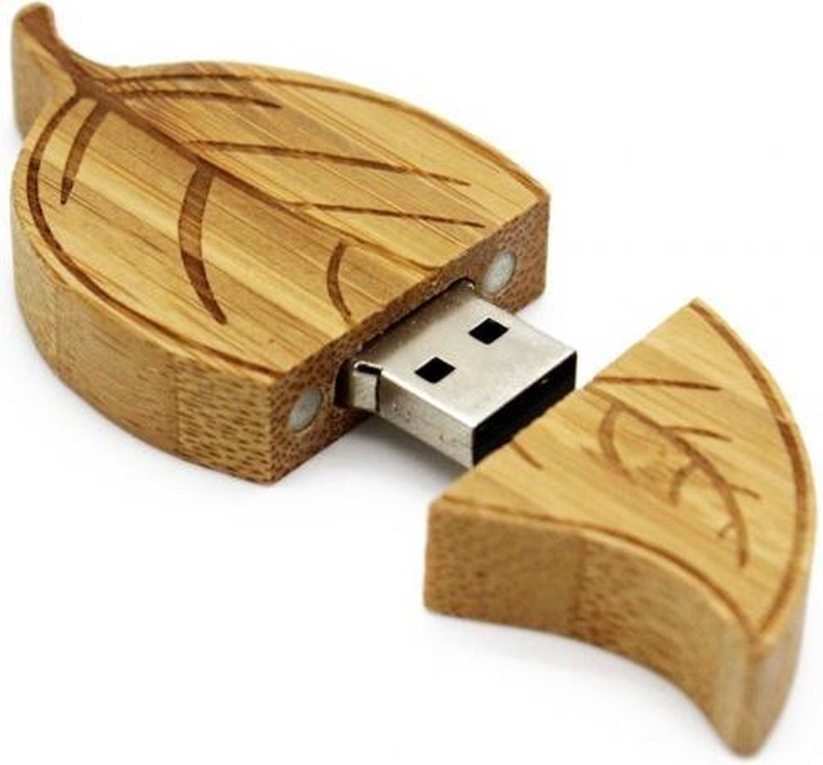 Hout blad usb stick 64GB -1 jaar garantie – A graden klasse chip