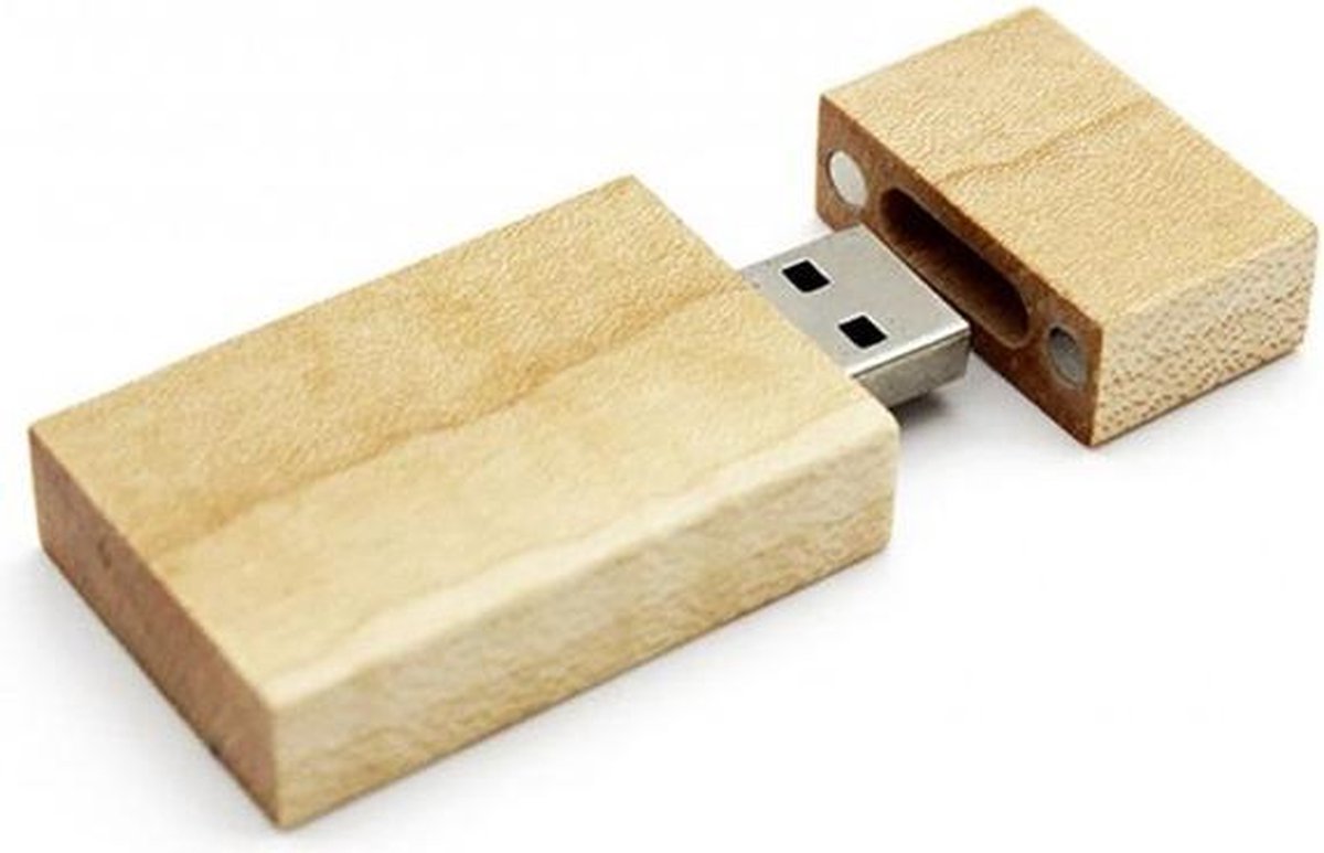 Rechthoek hout usb stick 64gb -1 jaar garantie – A graden klasse chip