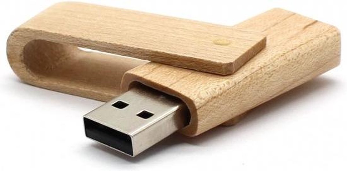 Uitklap hout usb stick 16gb -1 jaar garantie – A graden klasse chip - bamboe twister