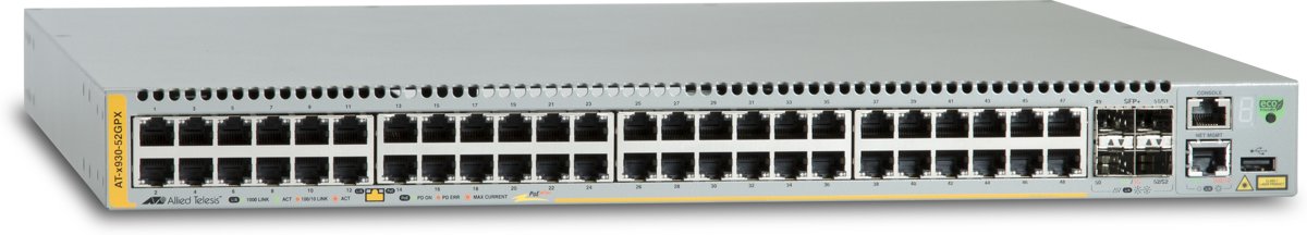 Allied Telesis AT-x930-52GPX Managed L3 Gigabit Ethernet (10/100/1000) Grijs Power over Ethernet (PoE)