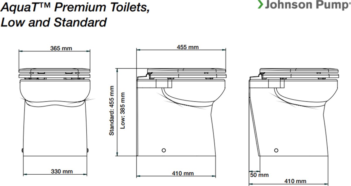 Johnson Pump AquaT Premium losse porseleinen Toiletpot Laag recht