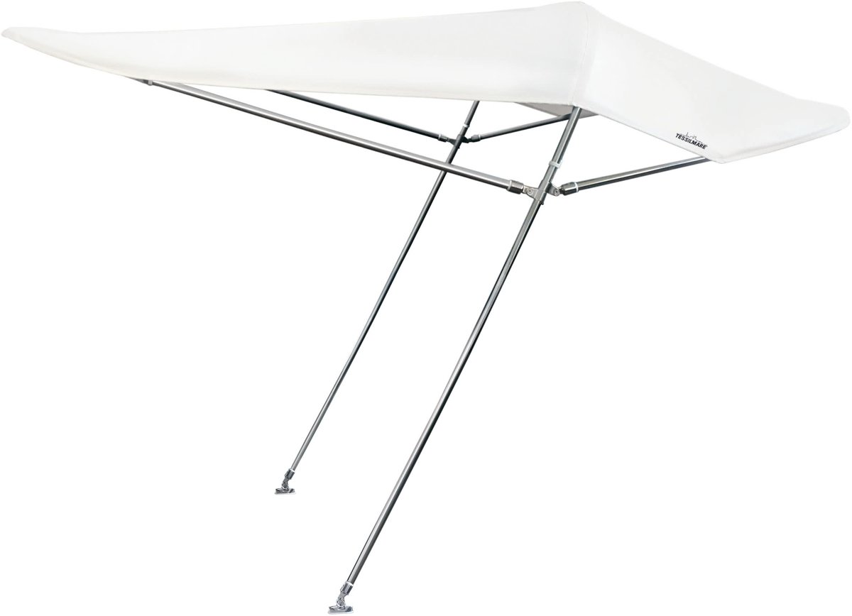 Tessilmare 3-boogs witte Biminitop type Aria 245 x 122 x 235 cm