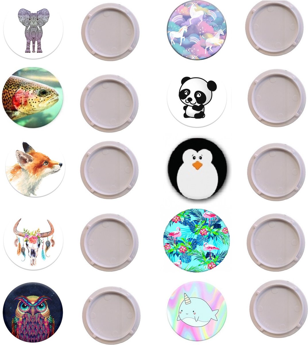 Popsocket disk set Animals 10 stuks