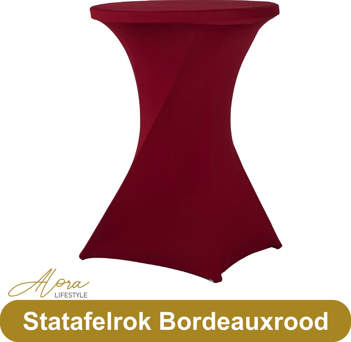 Alora Statafelrok rood bordeaux 80 cm - Statafel Tafelrok - Statafelhoes - Stretch – ∅80 x 110 cm – geschikt voor Horeca Evenementen - Sta Tafel Hoes - Statafel - Staantafelhoes - Cocktailparty - Trouwerij - Sta-tafel rok