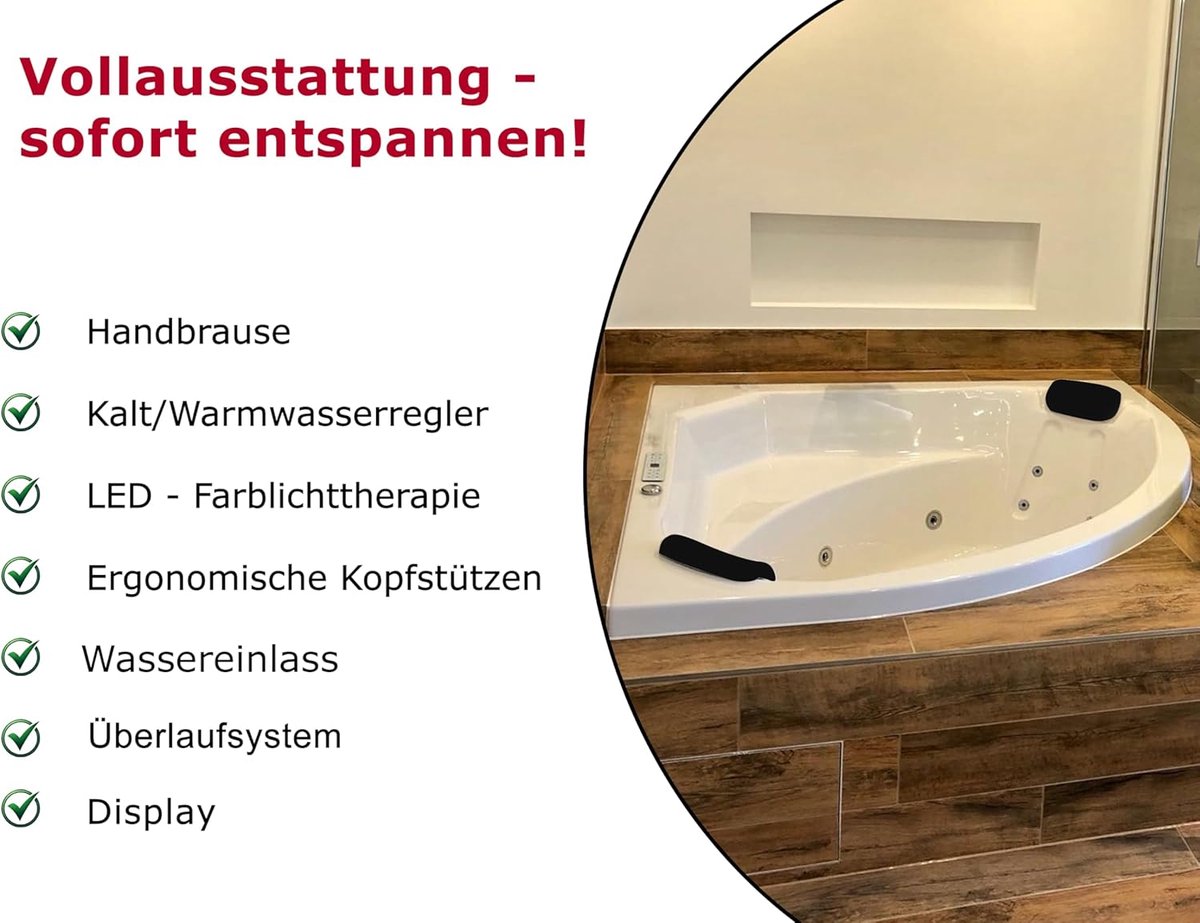 Caribbean Luxe Whirlpoolbad 150 x 150 cm voor 2 Personen – Hydromassage, Verwarming, Ozon & LED – Alta Furniture