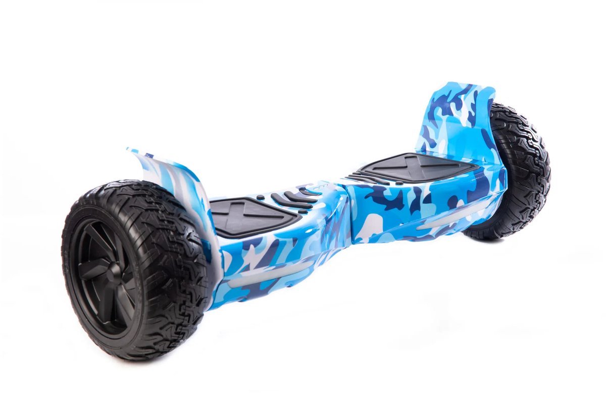   - Hoverboard – Blue camoflage – 8.5 inch Off-Road - 15 km/h - 10km bereik - Bluetooth speaker - Oxboard -  