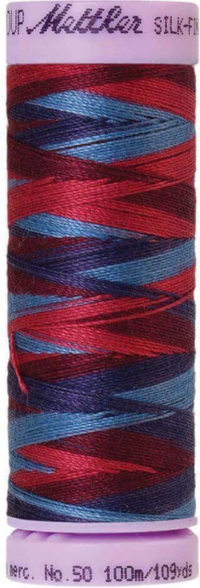 AMANN SILK-FINISH COTTON, MULTI-COLOR GAREN, BLAUW-PAARS-ROOD, 100M, COL. 9816, PER STUK