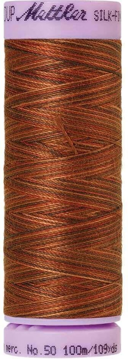 AMANN SILK-FINISH COTTON, MULTI-COLOR GAREN, BRUIN,100M, COL. 9852, PER STUK.