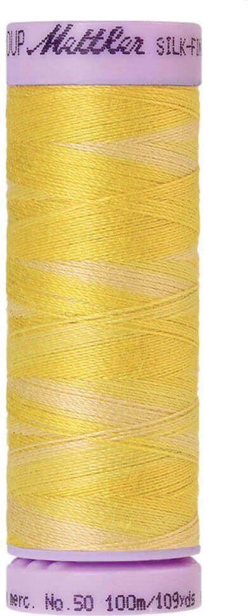 AMANN SILK-FINISH COTTON, MULTI-COLOR GAREN, GEEL,100M, COL. 9859, PER STUK.