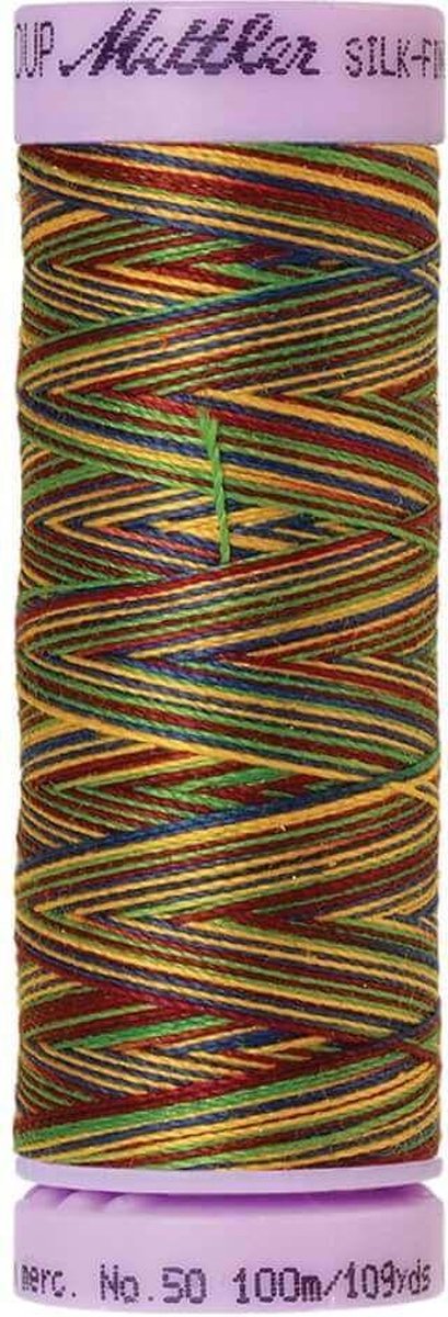 AMANN SILK-FINISH COTTON, MULTI-COLOR GAREN, GEEL-GROEN-ROOD, 100M, COL. 9840, PER STUK