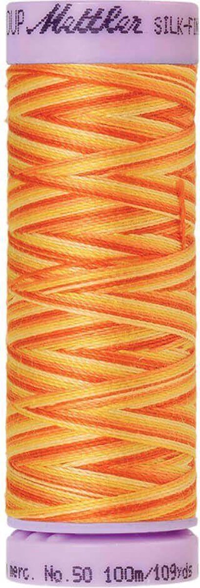 AMANN SILK-FINISH COTTON, MULTI-COLOR GAREN, GEEL-ROOD ,100M, COL. 9831, PER STUK.