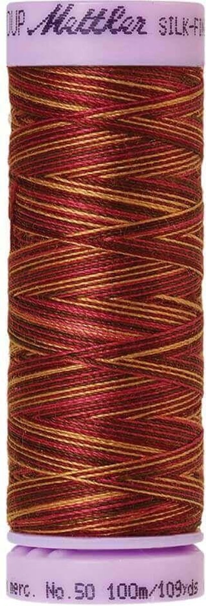 AMANN SILK-FINISH COTTON, MULTI-COLOR GAREN, GEEL-ROOD-BRUIN, 100M, COL. 9850, PER STUK.