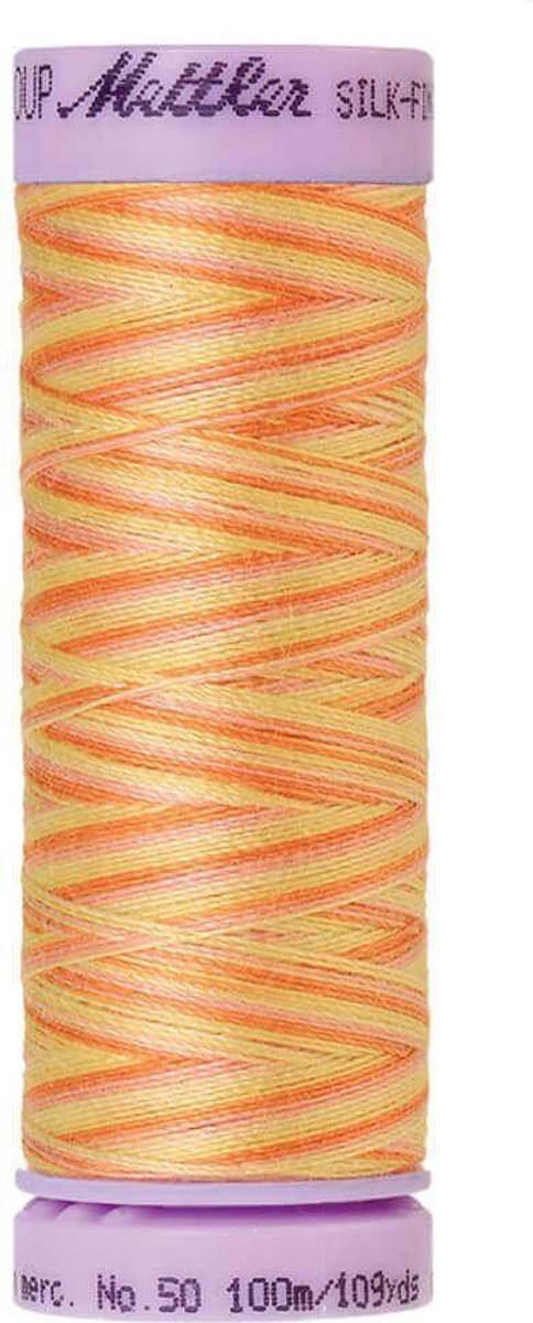 AMANN SILK-FINISH COTTON, MULTI-COLOR GAREN, GEEL-ROZE,100M, COL. 9833, PER STUK.