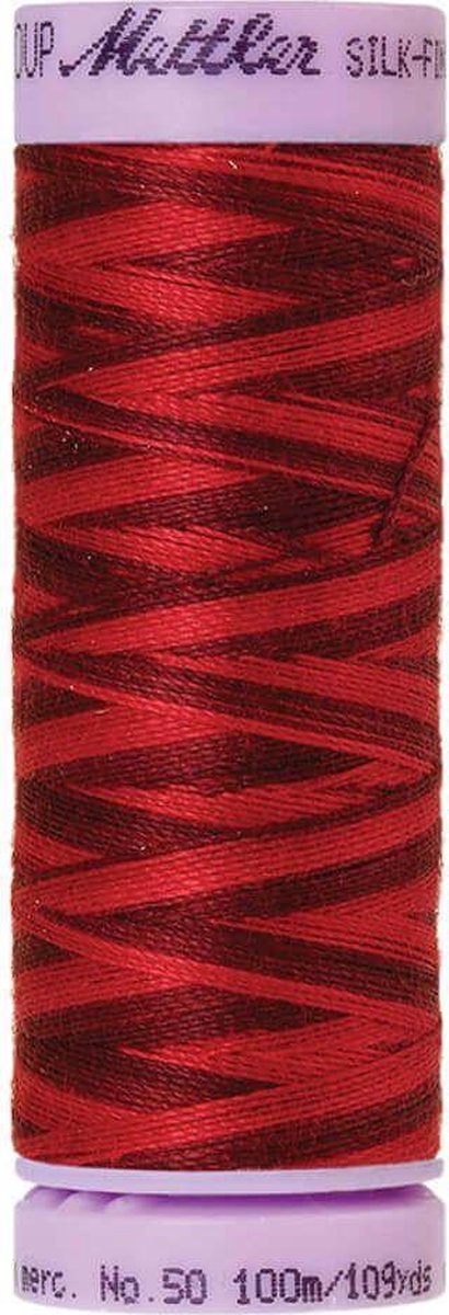 AMANN SILK-FINISH COTTON, MULTI-COLOR GAREN, ROOD, 100M, COL. 9845, PER STUK.