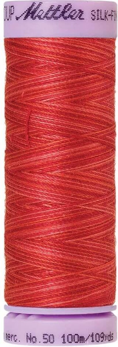 AMANN SILK-FINISH COTTON, MULTI-COLOR GAREN, ROOD-ROZE,100M, COL. 9848, PER STUK.