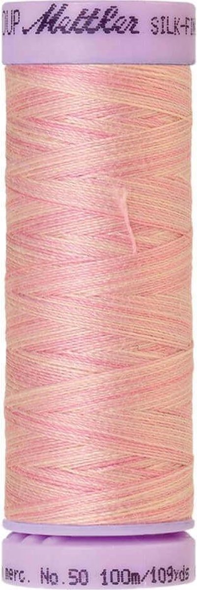 AMANN SILK-FINISH COTTON, MULTI-COLOR GAREN, ROZE-GEEL, 100M, COL. 9837, PER STUK