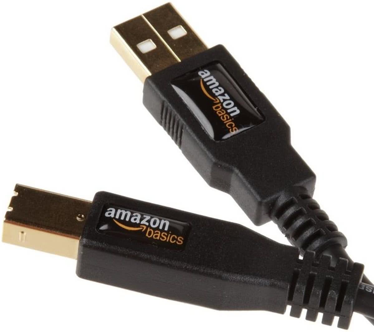 AmazonBasics 4.8 m, USB 2.0/USB 2.0, M/M 4.8m USB A USB B Mannelijk Mannelijk Zwart USB-kabel