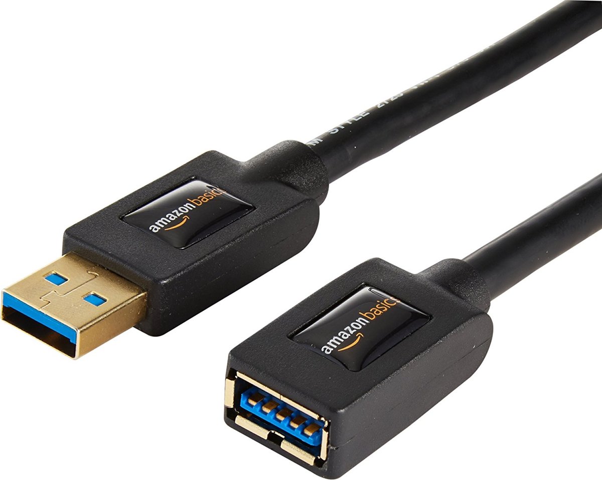 AmazonBasics HL-007250 1.8m USB A USB A Mannelijk Vrouwelijk Zwart USB-kabel