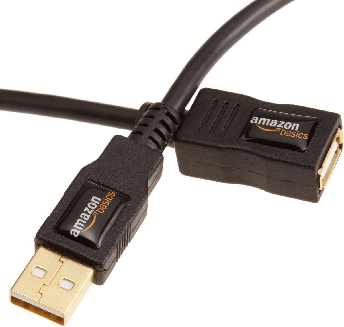 AmazonBasics USB 2.0 A, M/F, 1m 1m USB A USB A Mannelijk Vrouwelijk Zwart USB-kabel