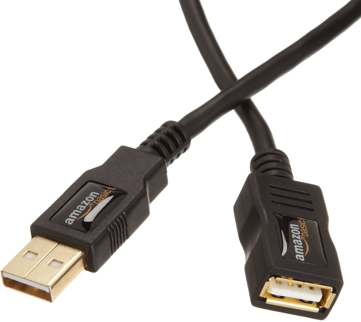 AmazonBasics USB 2.0 A, M/F, 1m 1m USB A USB A Mannelijk Vrouwelijk Zwart USB-kabel